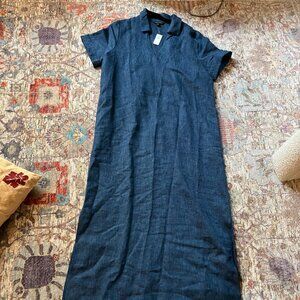 Banana Republic Cruz Linen Maxi Short Sleeve Indigo Shirtdress NEW W/ TAGS (L)